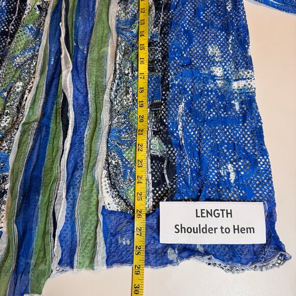 Chicos water color swimsuit mesh cover up Kimono size 2 Beach Resort - Picture 5 of 7